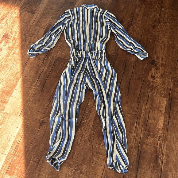 Worn once Zero + Maria Cornejo made in New York USA striped blue jumpsuit size 2 - Picture 6 of 9